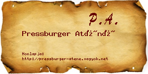 Pressburger Aténé névjegykártya